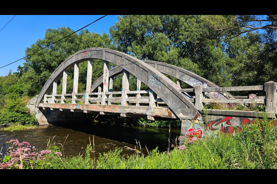 City officials removed most of an installation from street artist Lionel from McQuillan's Bridge.