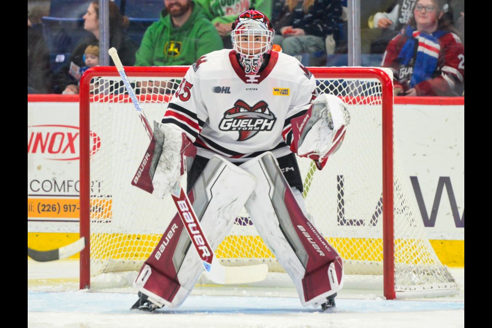 Guelph Storm rookie goaltender Colin Ellsworth.