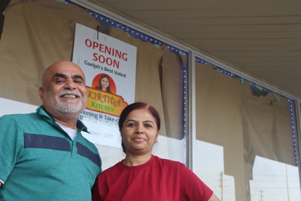 Hitesh and Kirtida Jagad outside their restaurant Kirtida Kitchen at 245 Edinburgh Rd.