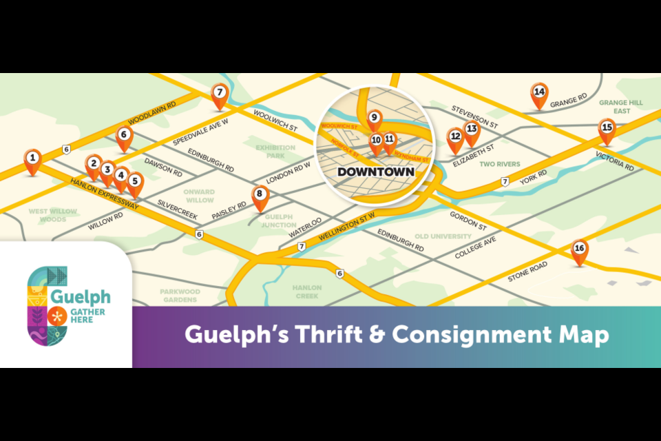 The idea for the map came from Smitten Apparel's Holly Mastrogiacomo and the final map was designed by Ampersand Printing in Guelph. It can be accessed online through the Gather in Guelph website or in-person at the participating shops.