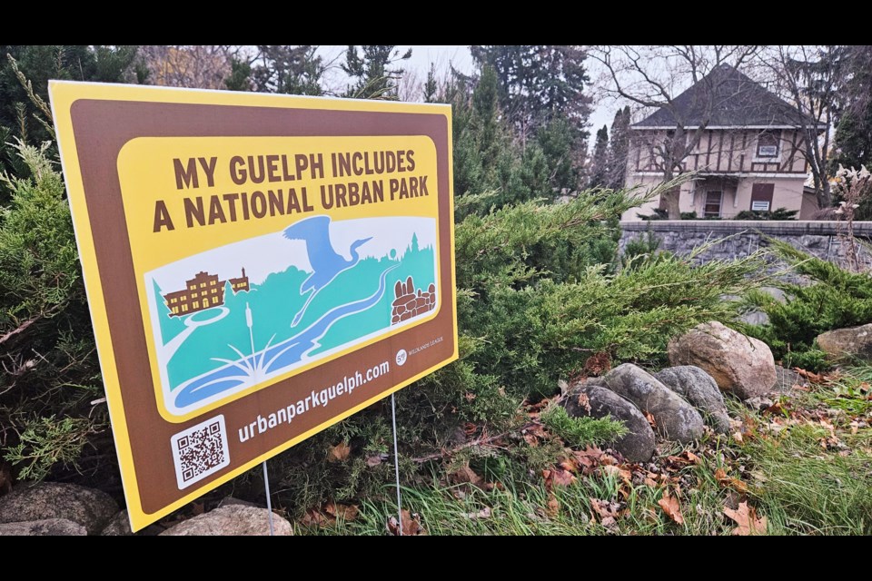 A pro-park sign sits beside the former Ontario Reformatory driveway on York Road, by the former engineer's residence, also known as Willowbank Hall.