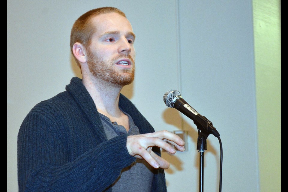 Mike Fuendling from Boom Health and Fitness explains the benefits of a vegan diet at the Why Veg event at the University of Guelph Monday, April 4, 2016. Troy Bridgeman/GuelphToday