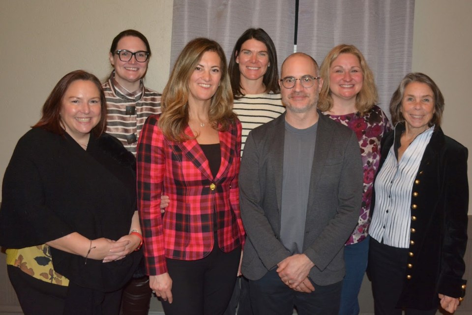 L to R: Kristin Morrison, fundraising consultant; Alex Moorshead, 2024 festival director; Theresa Ebden, chair; Meg Robinson, board member & community lead; Aaron Barth, board member; Melanie Flake, treasurer; Marion Hawley, volunteer of the year 2024