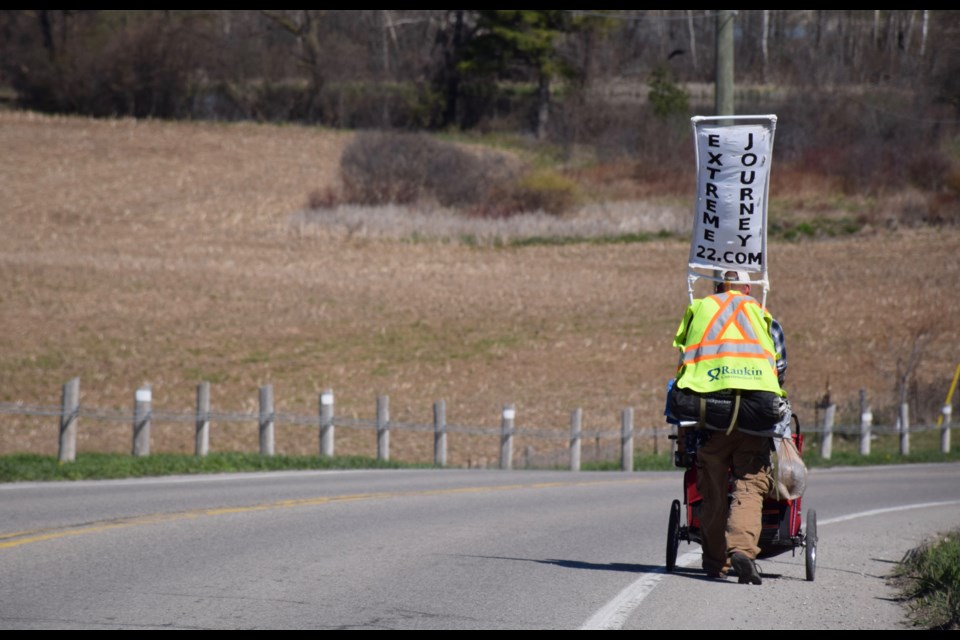 Neil Hamell heads towards Kitchener, on his way to Guelph and beyond. 