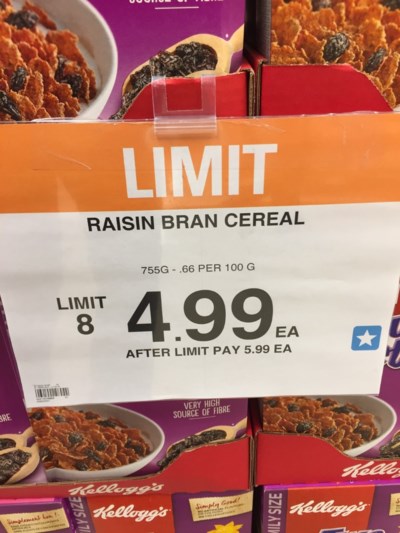 grocery store - limit sign
