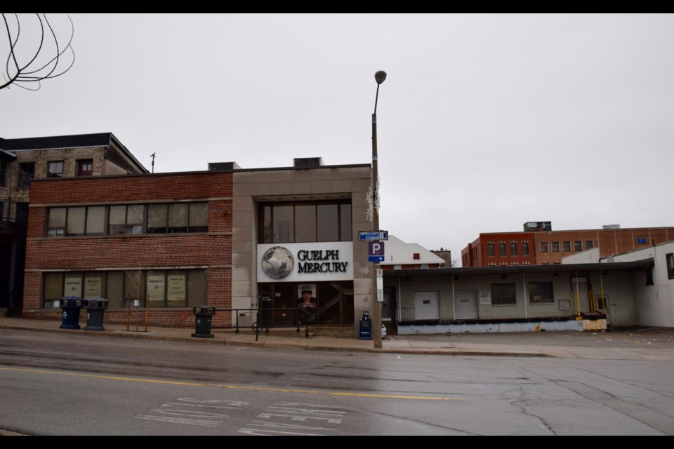 The Guelph Mercury building and its adjoining property is on the market. 