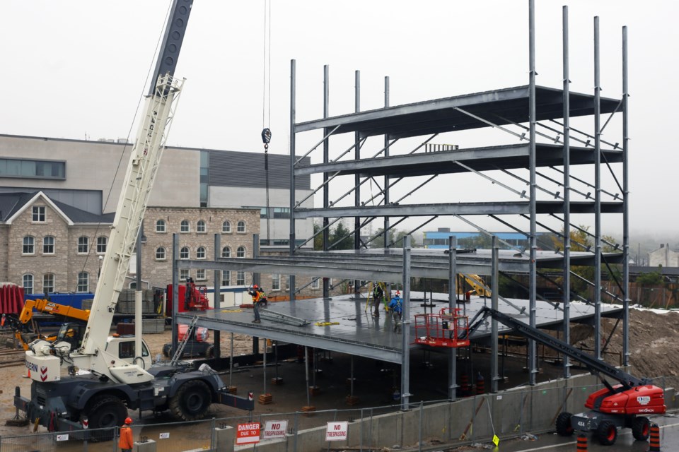 When completed, the Wilson Street Parkade will have 496 parking spaces for cars, as well as additional parking for bicycles. When construction began, city staff said there were about 400 people on the waiting list for downtown parking spots. Kenneth Armstrong/GuelphToday