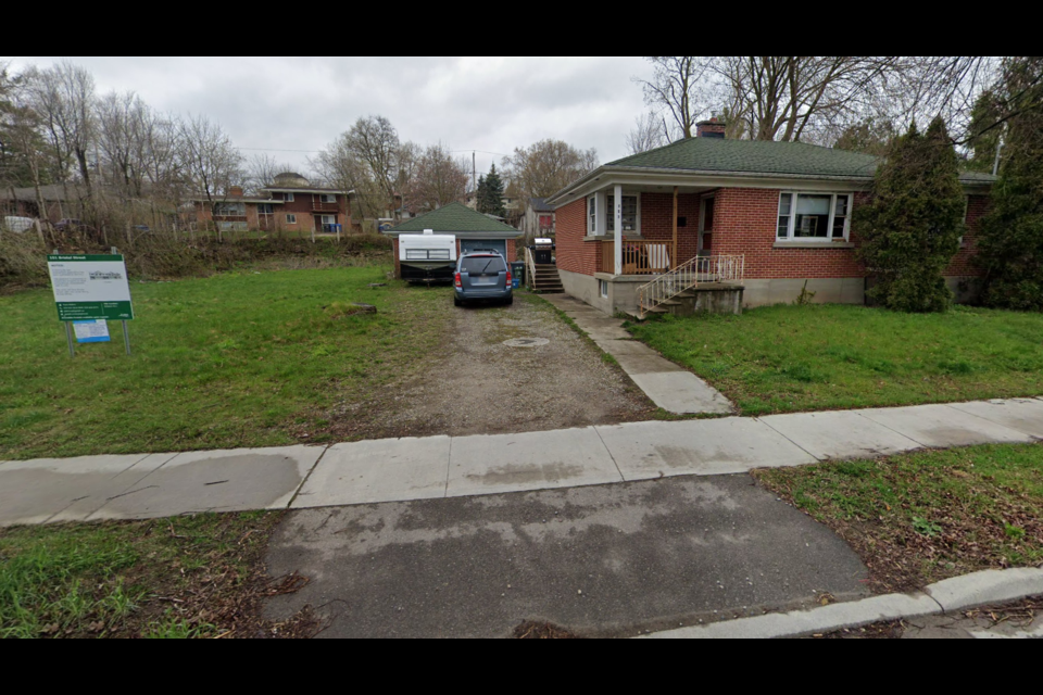 Developers propose two semi-detached homes for 151 Bristol St., each with a basement apartment and an auxiliary unit in the rear yard, for a total of 12 units.