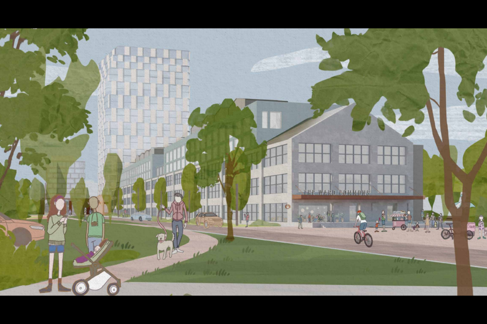 Artists rendering of the proposed development concept looking from Huron Street.