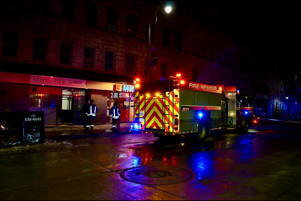 Emergency crews attend to 90 Carden St. on Sunday evening for a fire.