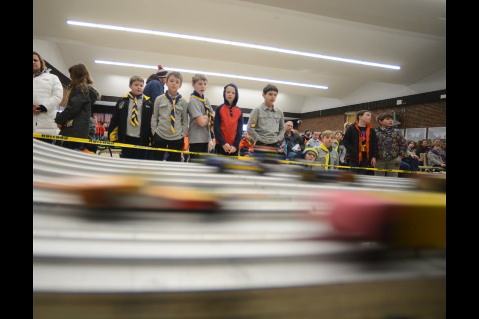 The need for speed at the Boy Scouts Kub Kar rally Saturday at Centennial CVI. Tony Saxon/GuelphToday