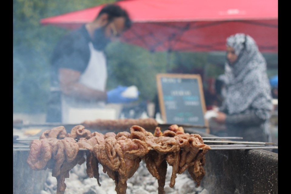 Some meat skewers gets prepped for hungry patrons at the Muslim Society of Guelph's annual community BBQ.