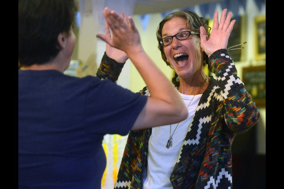 Having some fun at The Making Box with an introductory improv workshop. Photo by Tony Saxon/GuelphToday