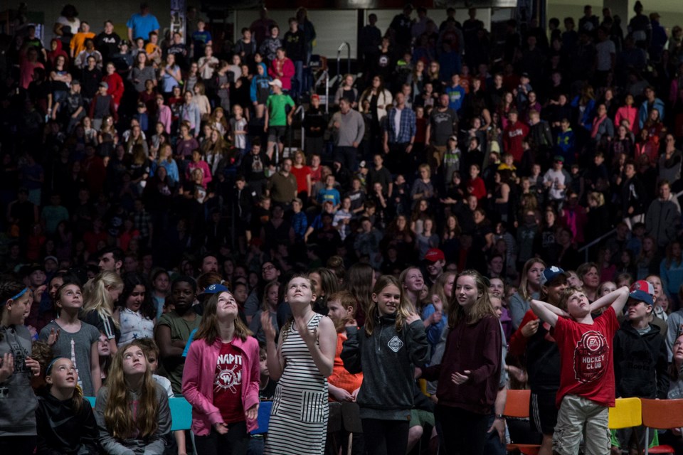 5,400 school kids from area schools dance during a break at Empowerment Day on Thursday at the Sleeman Centre. Kenneth Armstrong/GuelphToday