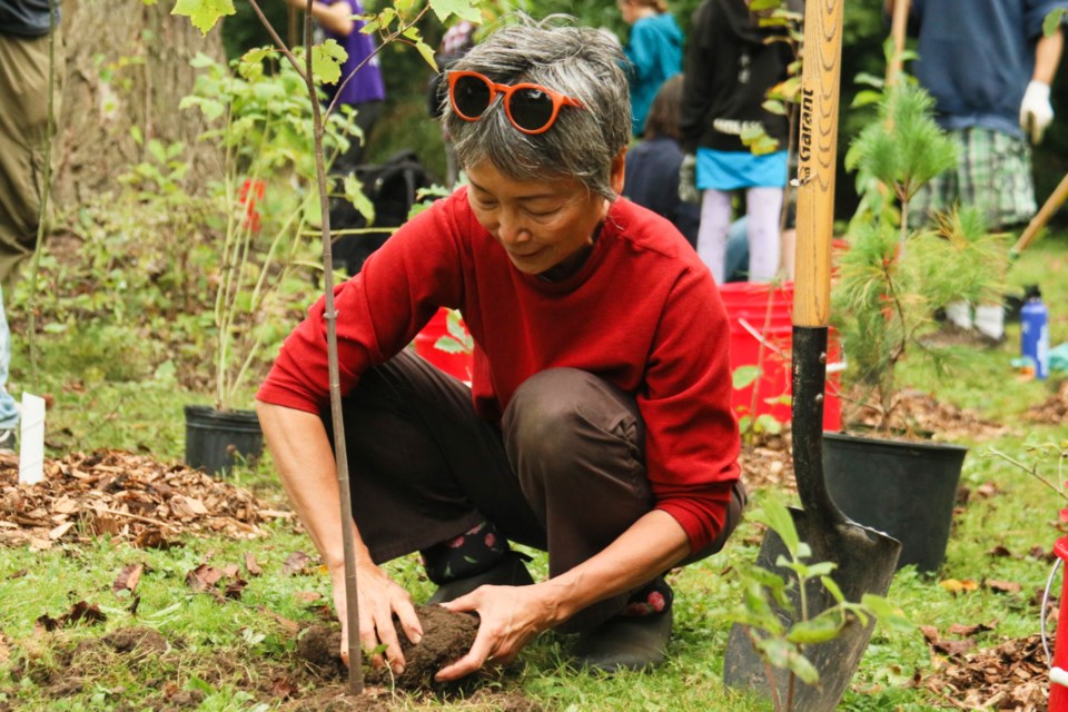 Community members including a number of high school and university students spent their Saturday morning at Norm Jary Park to plant trees as part of the Take Root program. 