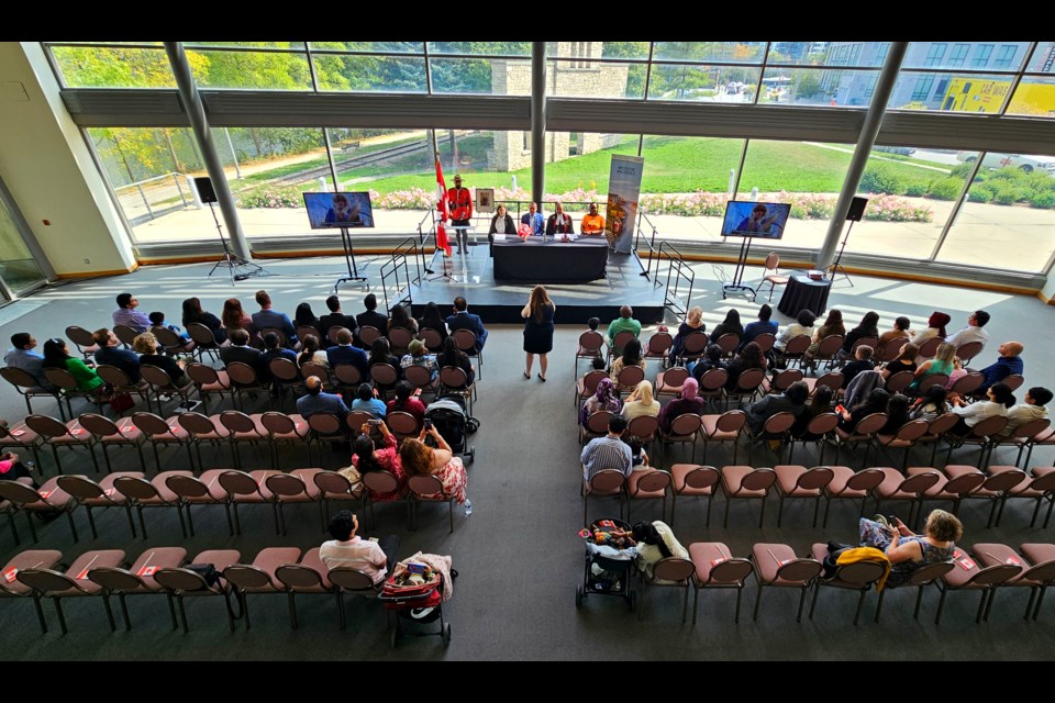 Fifty-five people have been made Canadian citizens at a ceremony held at the River Run Centre in Guelph Wednesday afternoon.