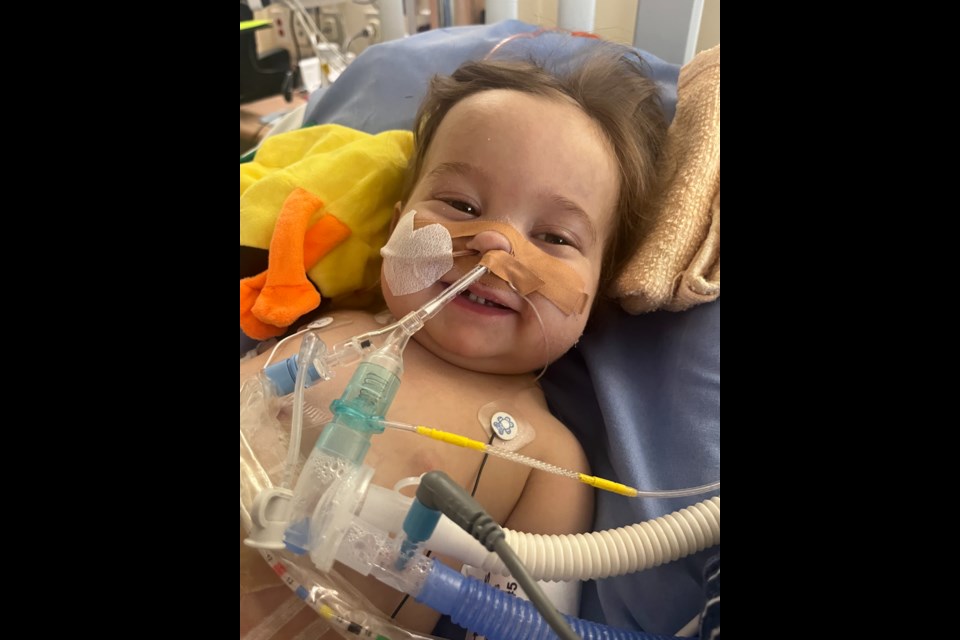 Mighty Myles is all smiles at SickKids, after receiving a new liver.