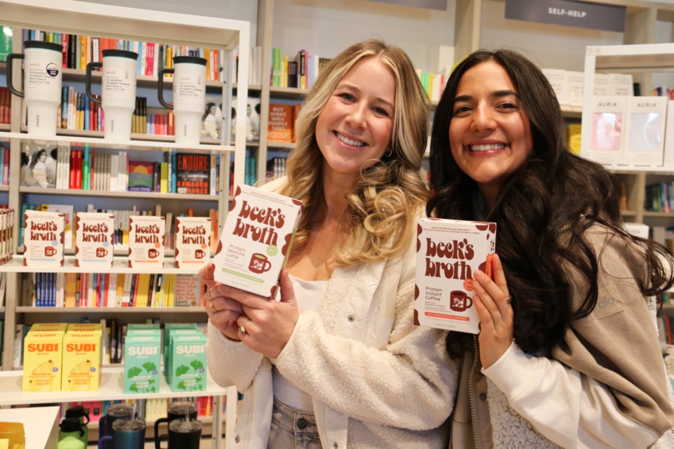 Beck's Broth founder Beckie Prime and COO Domenique Mastronardi paid a visit to their display in the Stone Road Mall Indigo.