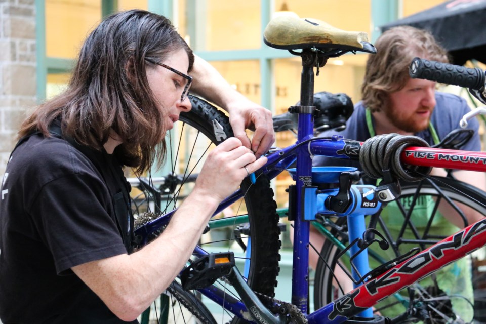 Freehub Community Bike Centre fixing some bikes during the festival. 