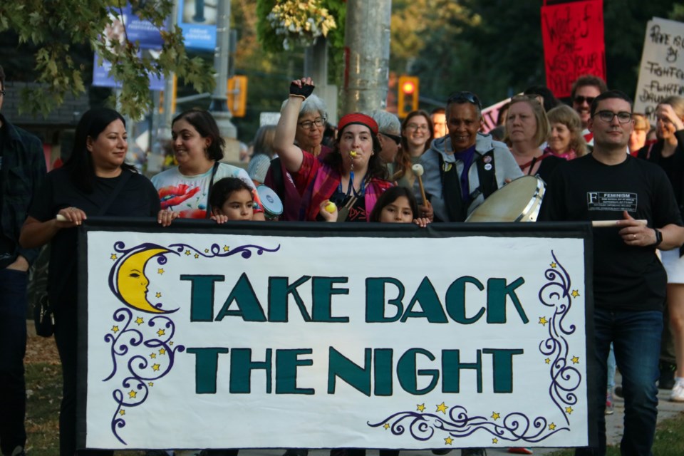 Participants marched to city hall and back to Marianne's Park