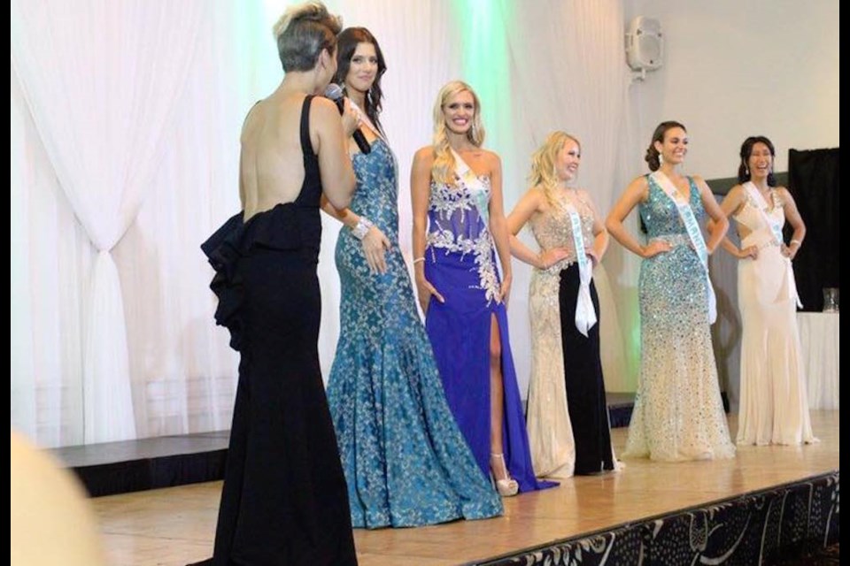 A Miss Earth Canada competition shot showing Guelph's Jasmine Herrera, center. Herrera said that she focused on doing exceptionally well in the interview process. (Facebook photo)