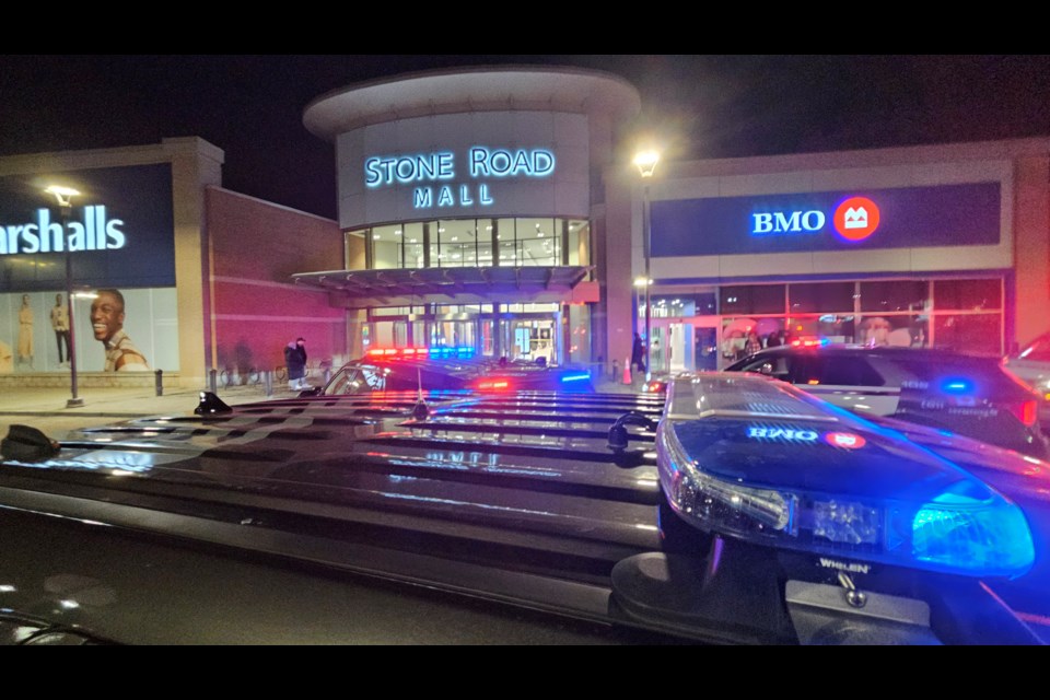 Police responded to an apparently robbery at Stone Road Mall Friday night.