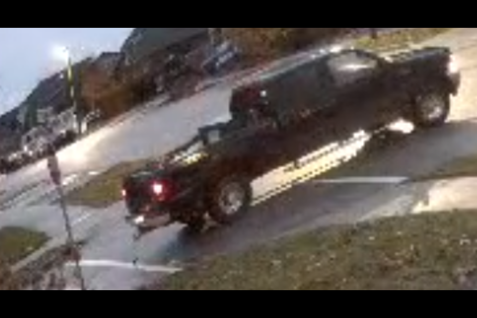 The vehicle is described as a black, Ford F250 Super Duty and was carrying several scrap items in the bed, including a dishwasher or a washing machine.