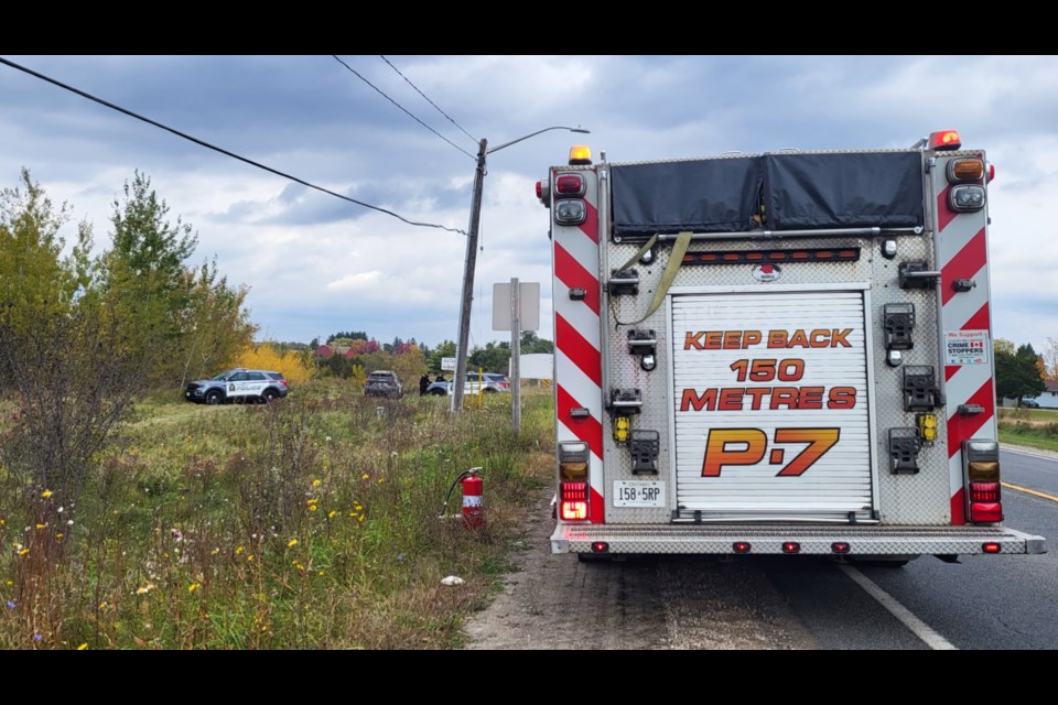 Two structures in an encampment caught fire off York Road and Watson Road 