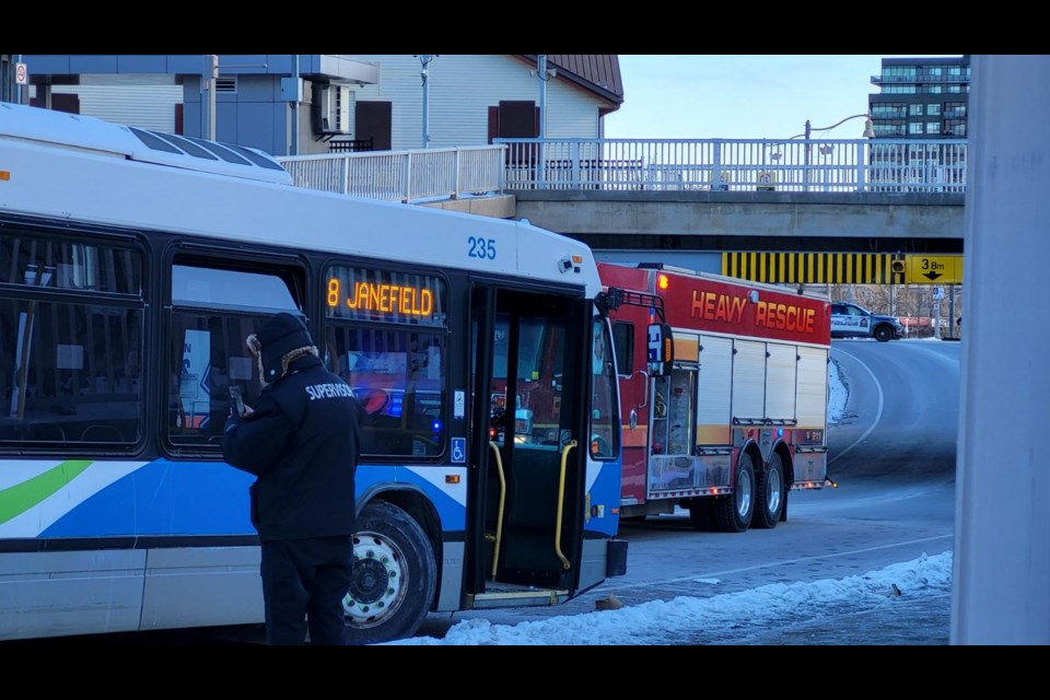 Police investigate a collision between a bus and pedestrian that resulted in serious injuries Wednesday afternoon on Wyndham Street.