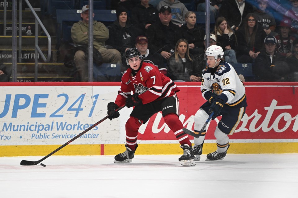 Guelph Storm forward Jett Luchanko had two goals and an assist in a 5-4 loss to the Erie Otters at the Sleeman Centre Wednesday night.