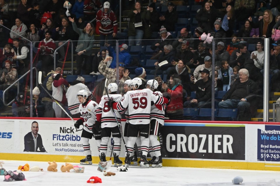 Lev Katzin had the teddy bear tally for the Guelph Storm, scoring the first of two goals in a Storm win over Kingston.