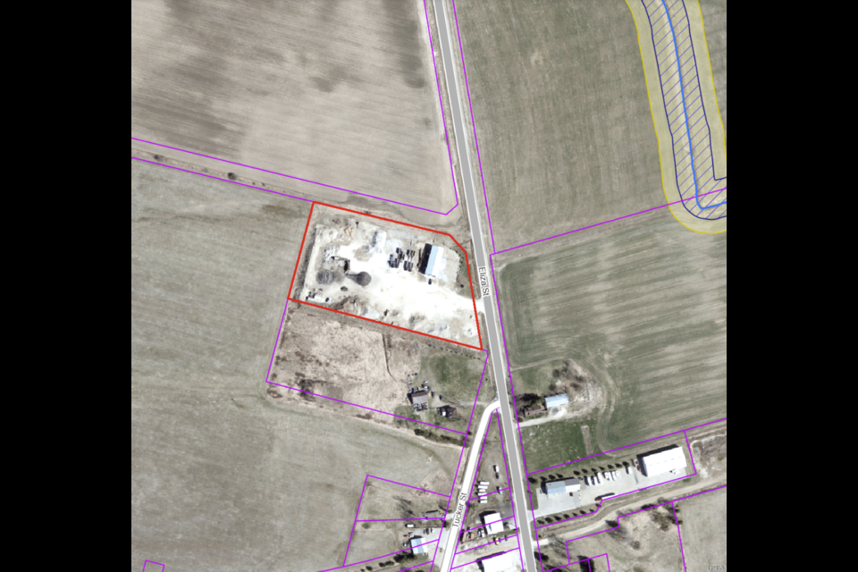 The proposed location for the ready-mix concrete plant.