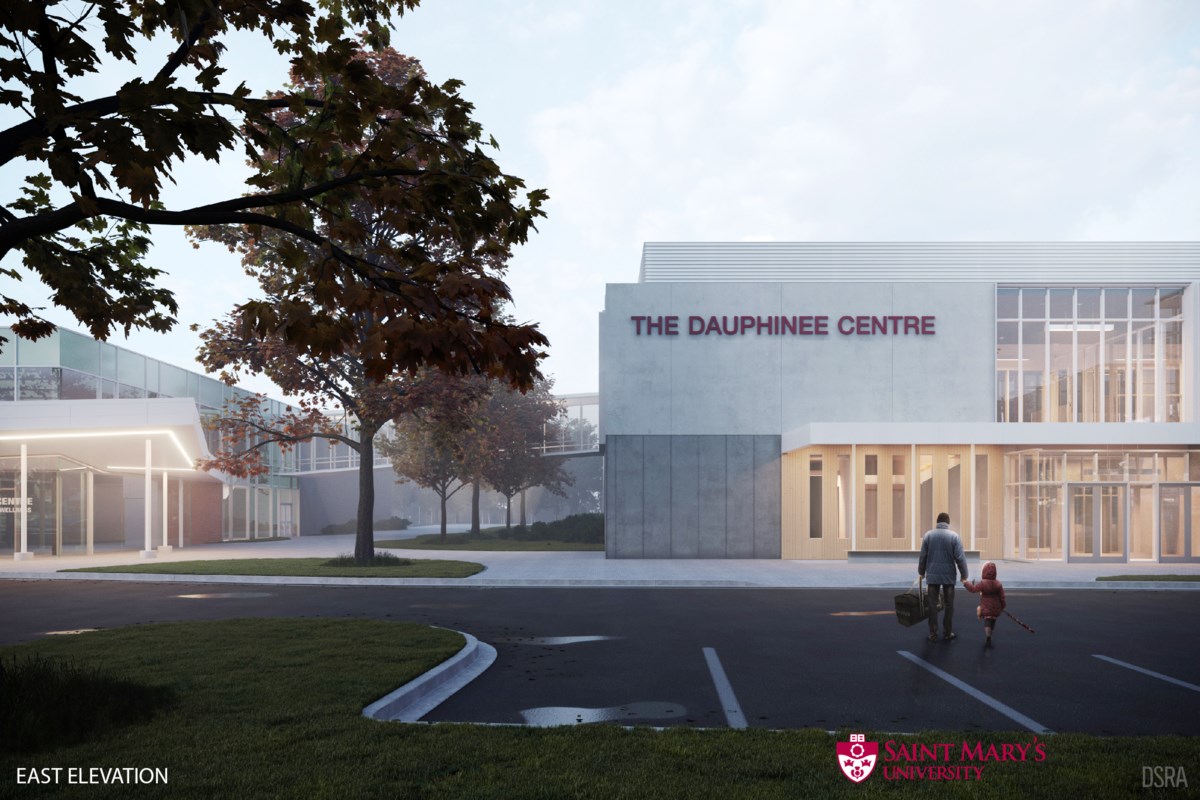 SMU Releases Early Designs For New NHL Sized Rink CityNews Halifax   061918 Smu Dauphinee Centre Exterior Rendering Board East Elevation Dropbox ;w=1200;h=800;mode=crop