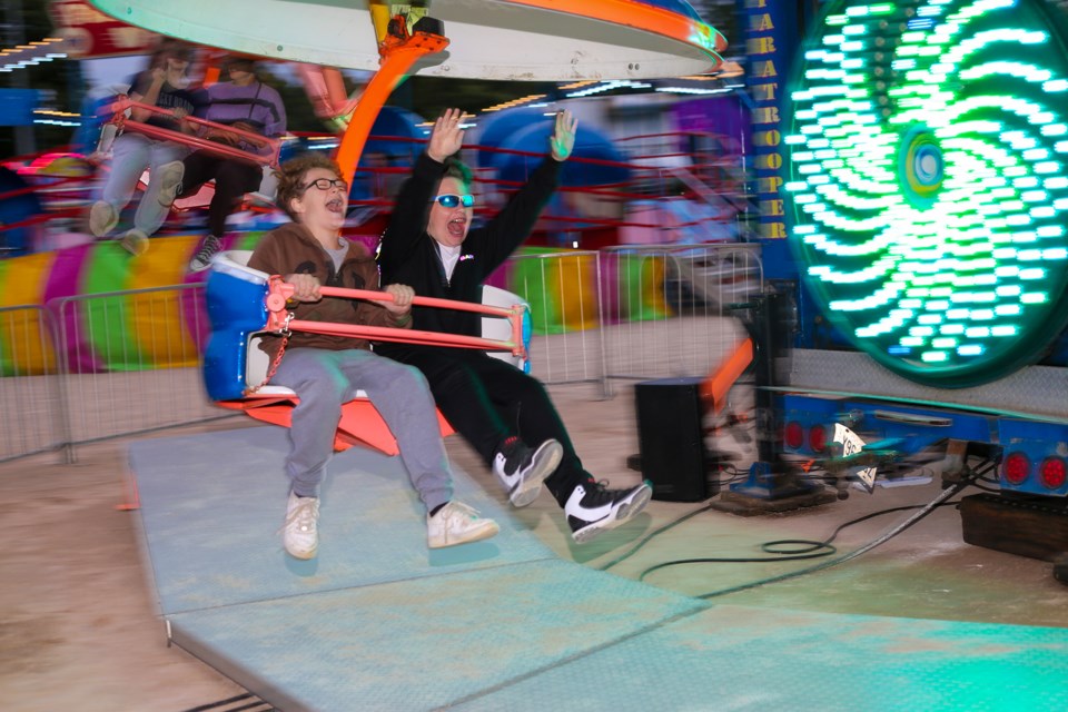 The Paratrooper ride at the midway brought lots of fun and laughs on Friday evening at the Georgetown Fall Fair.