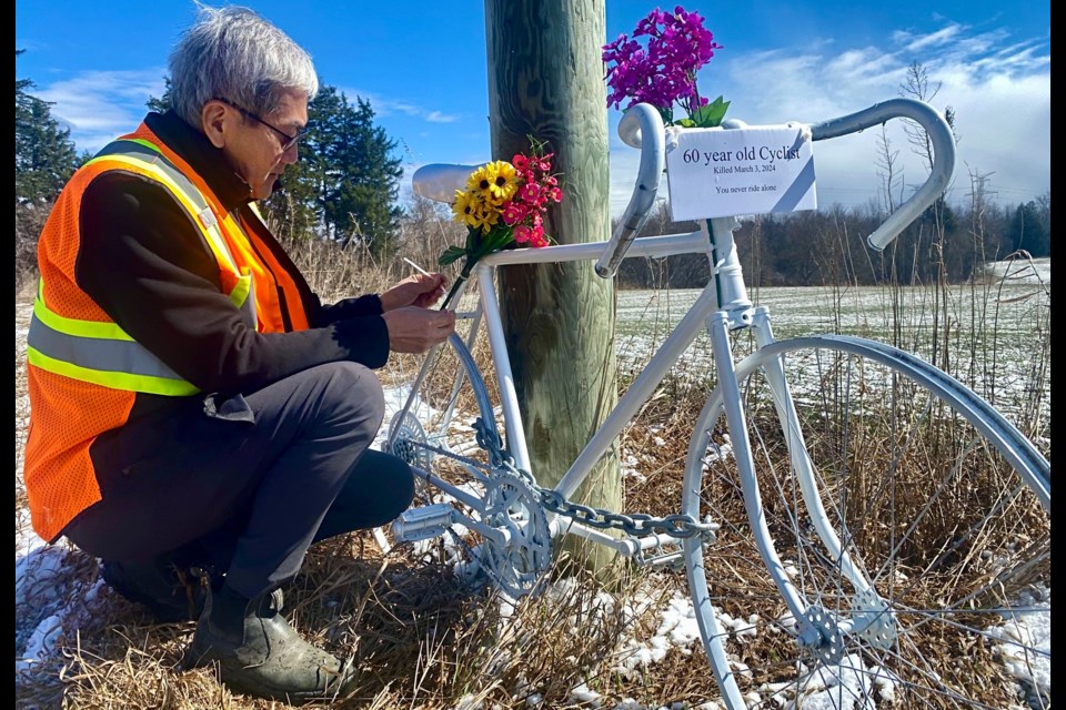 Advocacy for Respect for Cyclists has installed a Ghost Bike memorial at the site in Acton where a 60-year-old cyclist was killed earlier this month.