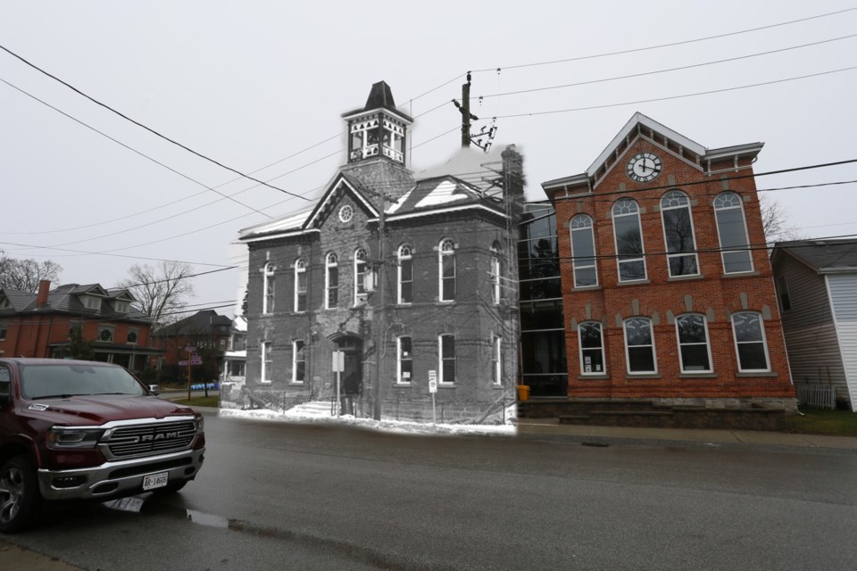 The Acton Town Hall Centre building in 1984. The addition to the right, known as the Citizens Hall, was added in 2013.