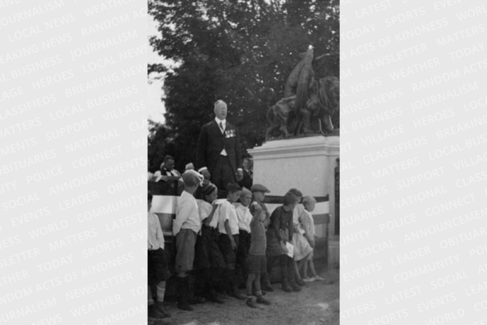 General Arthur Currie unveils the Georgetown Cenotaph in 1924.