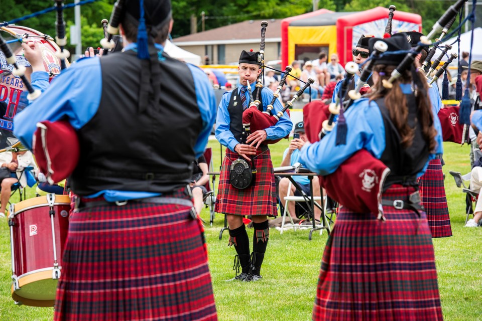 The Guelph Pipe & Drum Band was among the 300-plus pipers and drummers participating at the Georgetown Highland Games.