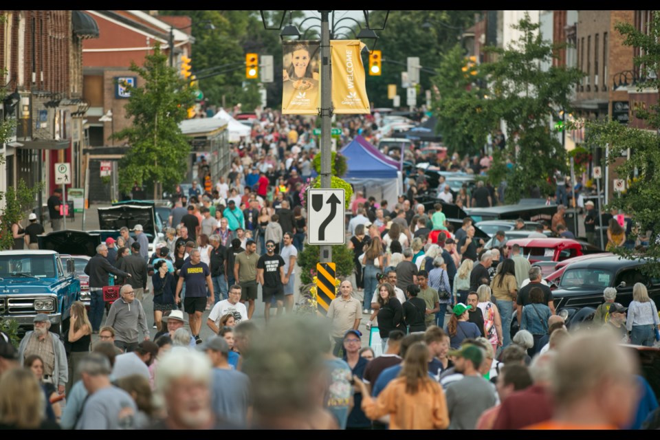 A large crowd packs downtown Georgetown for the Rock'n Roll'n Classics Car Show.