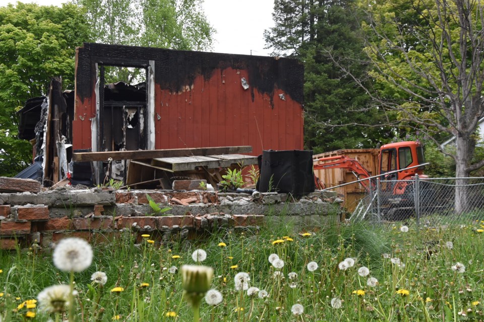 The back of a house destroyed by fire in November 2023, which could be viewed from Katja Wiessner's backyard.