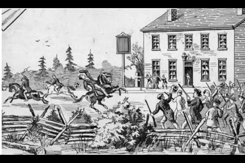 A depiction of the Battle of Montgomery’s Tavern.