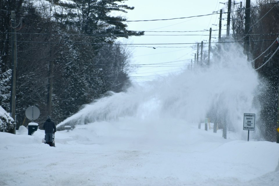 Snowblowers were hard at work in Innisfil following an overnight winter storm, including this area of Lockhart Road.