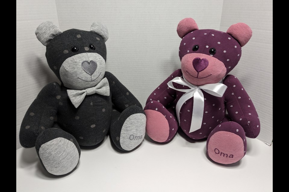 Dykstra creates handmade keepsakes such as pillows and teddy bears (called Memory Bears) made of loved ones' clothing.