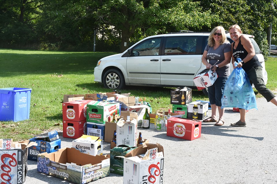 Volunteers with the Gilford Community Hall board held a fundraising bottle drive on Sunday. Miriam King for Innisfil Today