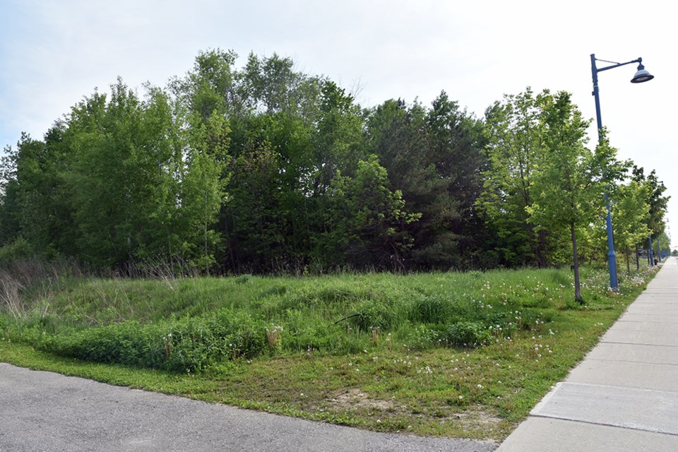 Property on Innisfil Beach Road that will be developed as a new Town Square in Alcona. Miriam King/Innisfil Today