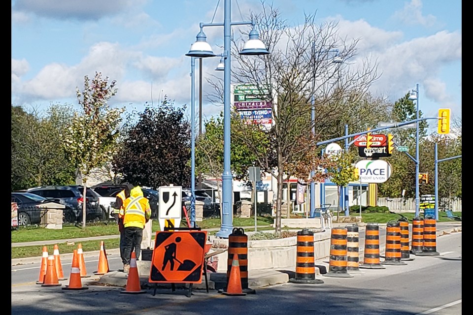 Town staff have been out repairing the planters and islands along Innisfil Beach Road this fall.