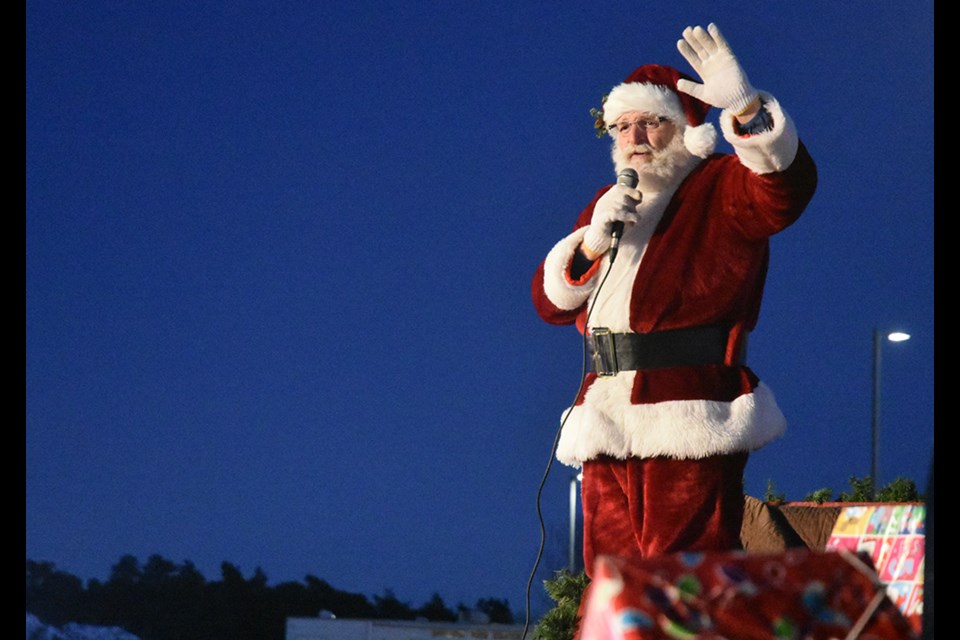 Santa Claus came out for Innisfil's first night-time, drive-thru Santa Claus Parade, at the Innisfil Recreation Complex. Miriam King for Innisfil Today