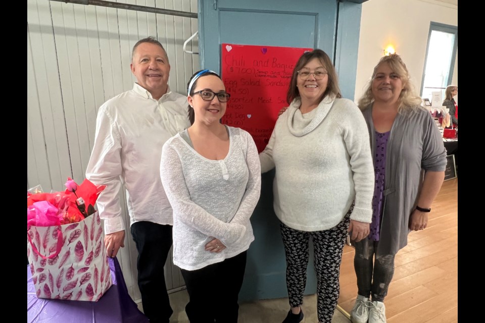 Left to right: Dan Davidson (Director of Innisfil Pride), Amy Holden, Carol Griffith (Treasurer & Events Coordinator), & Laurie Duerr at the Heart Afire Festival on Saturday, Feb. 11, 2023. 