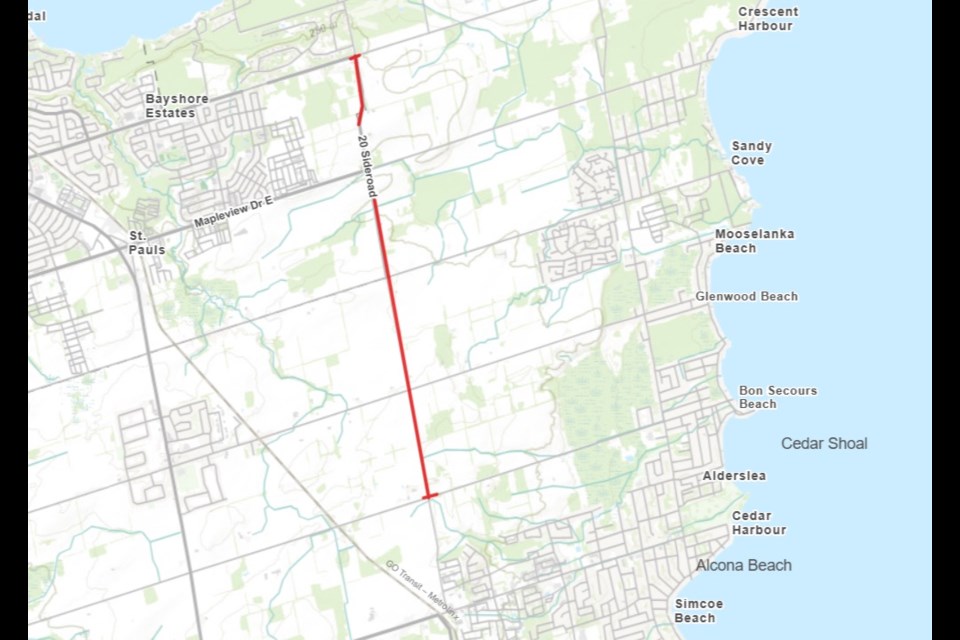 20th Sideroad has been closed from Big Bay Point Road to 9th Line.