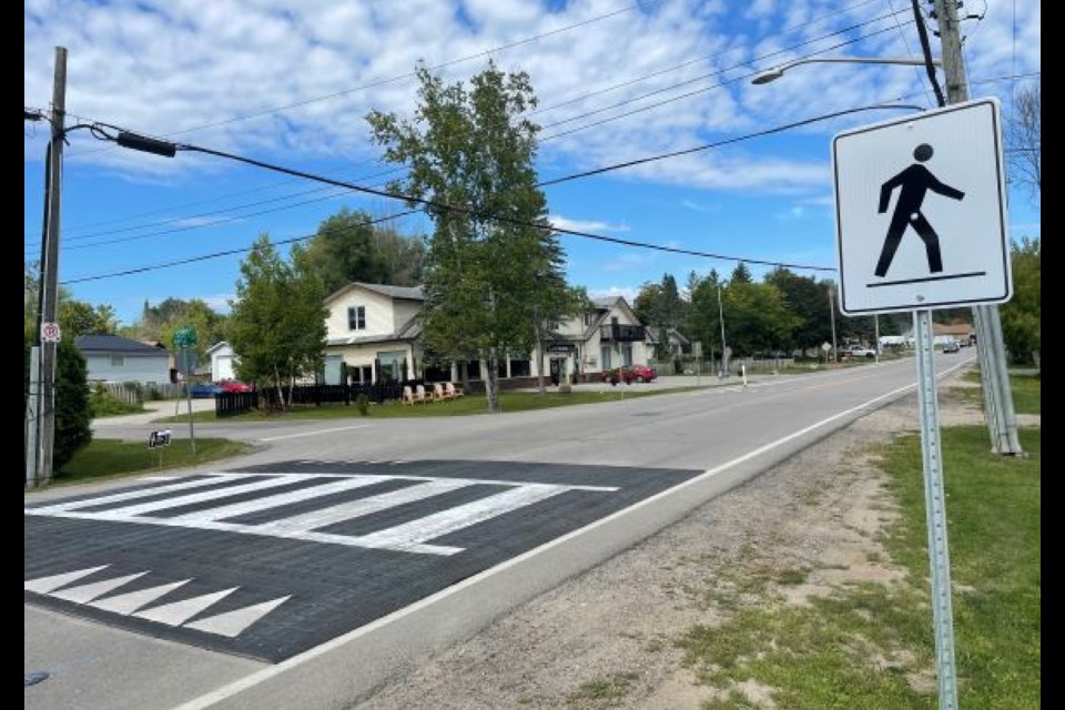 Raised crosswalk on Maple Road.